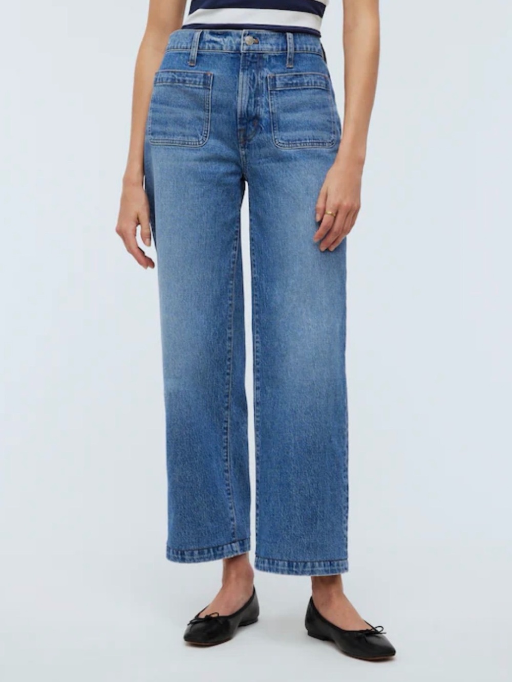 Madewell The Perfect vintage wide leg jeans patch pocket in Lakecourt wash